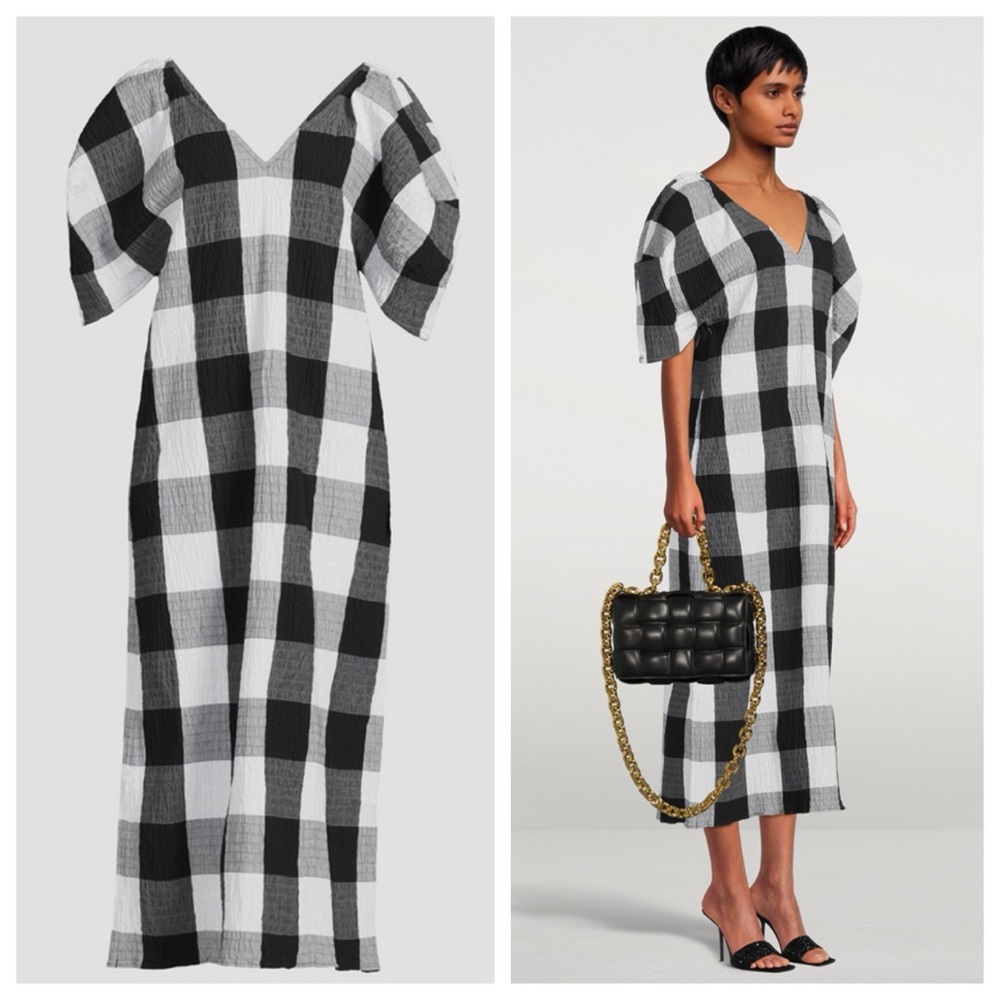 Mara Hoffman NWOT Black and White Check Gracen Midi Dress. Perfect! So cute!